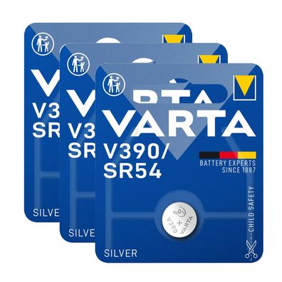 3x Varta Watch V390 SR54 V 390 Silver Oxide Uhrenbatterien Blister 1,55V