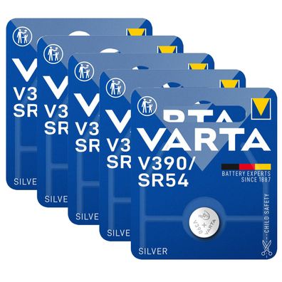 5x Varta Watch V390 SR54 V 390 Silver Oxide Uhrenbatterien Blister 1,55V