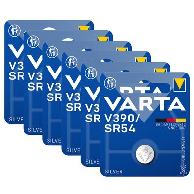 6x Varta Watch V390 SR54 V 390 Silver Oxide Uhrenbatterien Blister 1,55V