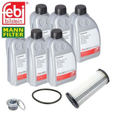 6L Febi Getriebeöl + MANN Getriebefilter für Audi Seat Skoda VW DQ500 DQ400E 0BH