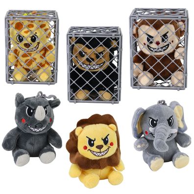 Sammelfigur Break Out Zoo Plüschtier im Käfig mit Schlüsselanhänger Kuscheltier