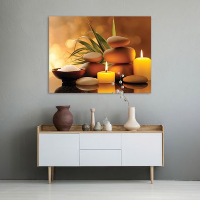 Leinwandbild Spa Steine Natur Bild Wandekko Wohnzimmer Schlafzimmer