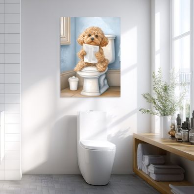 Leinwandbild Hund Wc Toilettenpapier Blau Bild Wandekko Wohnzimmer Schlafzimmer