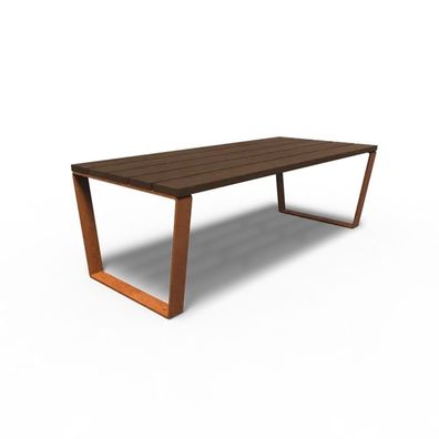 Adezz Gartentisch Serie MIO 230 x 100 x 76 cm Tischplatte Holz Bambus Rahmen Cortens