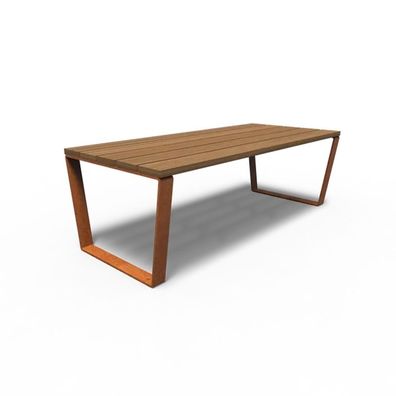 Adezz Gartentisch Serie MIO 230 x 100 x 76 cm Tischplatte Holz Kebony Rahmen Cortens