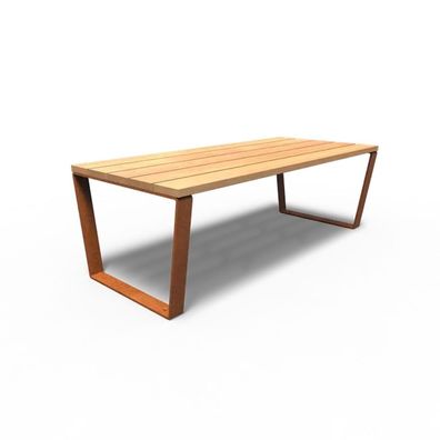 Adezz Gartentisch Serie MIO 230 x 100 x 76 cm Holzplatte aus Garapa Rahmen aus Corte