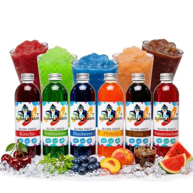 Hopser Funfood Slush Sirup Partyset 6 Sorten 250ml 1:5 AZO frei ohne Glyzerin