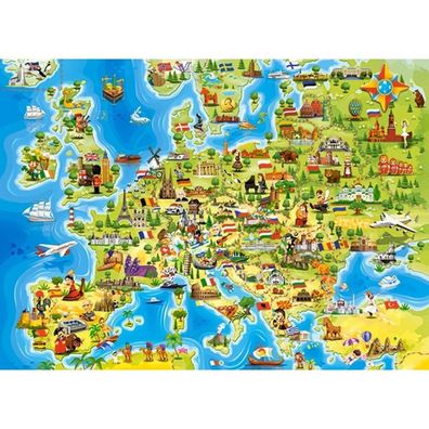 Castorland Puzzle Karte von Europa 100 Teile