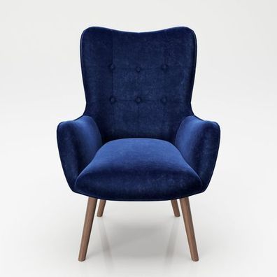 Playboy - Sessel "BRIDGET" gepolsterter Lehnensessel, Samtstoff in Blau, Retro-Design