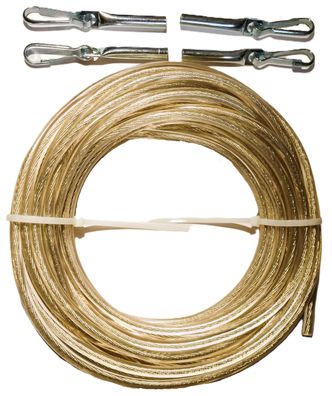 Planenseil 8mm Ø Stahlseil + 4 Verschlüsse + Haken und Plastikummantelung
