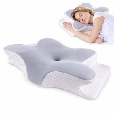 Ergonomisches Nackenkissen Memory Foam Orthopädisch geformtes Schlafkissen Nacken NEU