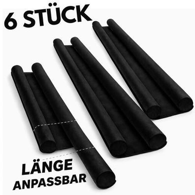 6 Stück Zugluftstopper Türbodendichtung Türdichtung Set Schwarz Windschutz Türstopper