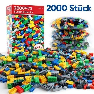 Baustein Set 2000 Stück Klemmbausteine Mix Bauset Bauklötze Bricks Zufällige Steine