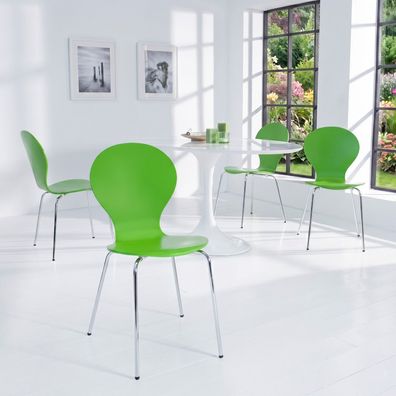 cagü: Design Retro Klassiker Stuhl Stapelstuhl Holzstuhl (JACOBSEN] Grün
