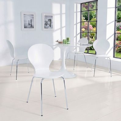 cagü: Design Retro Klassiker Stuhl Stapelstuhl Holzstuhl (JACOBSEN] Weiss