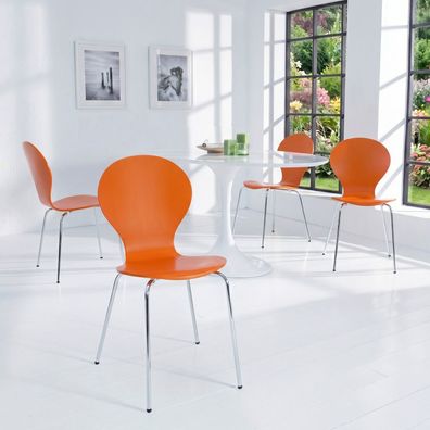 cagü: Design Retro Klassiker Stuhl Stapelstuhl Holzstuhl (JACOBSEN] Orange