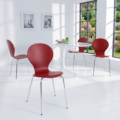 cagü: Design Retro Klassiker Stuhl Stapelstuhl Holzstuhl (JACOBSEN] Rot