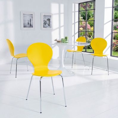 cagü: Design Retro Klassiker Stuhl Stapelstuhl Holzstuhl (JACOBSEN] Gelb