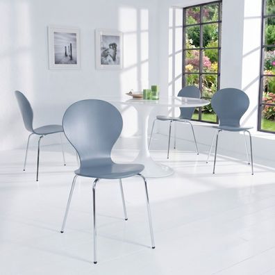 cagü: Design Retro Klassiker Stuhl Stapelstuhl Holzstuhl (JACOBSEN] Grau