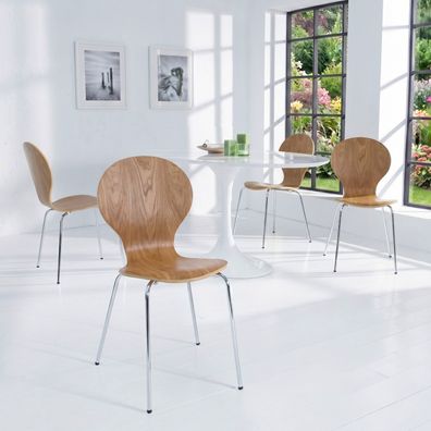 cagü: Design Retro Klassiker Stuhl Stapelstuhl Holzstuhl (JACOBSEN] Eiche Holzfurnier
