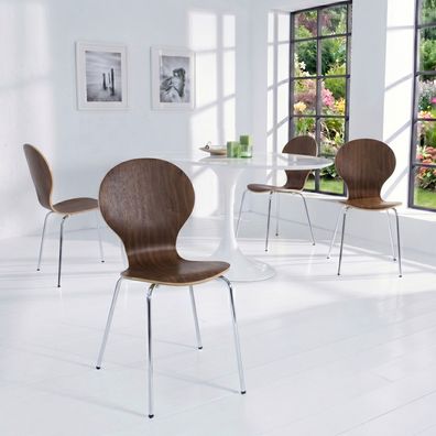 cagü Design Retro Klassiker Stuhl Stapelstuhl Holzstuhl (JACOBSEN] Walnuß Holzfurnier