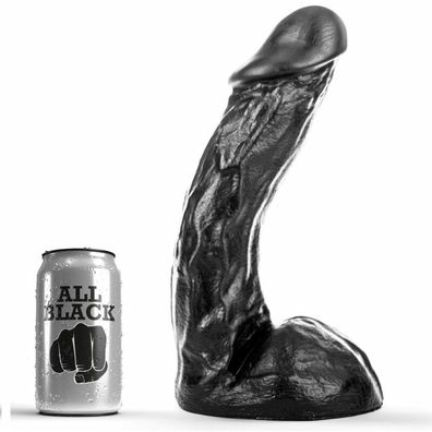 All Black Realistischem gebogen Analdildo/Analplug - 27.5 cm Länge - Schwarz