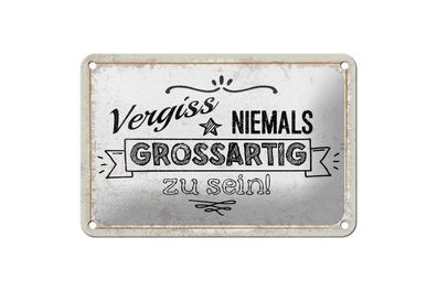 Blechschild Vergiss niemals großartig zu sein, 4 verschied Größen, Spruch Deko