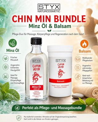 STYX Chin Min Set Balsam 500ml + Minzöl 100ml Sportpflege Massage