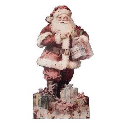 Clayre & Eef Dekorationsfigur Weihnachtsmann 50x2x96 cm Rot Metall
