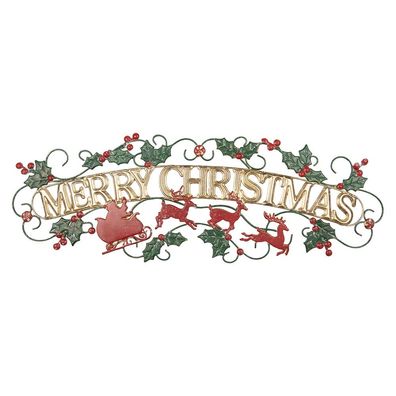 Clayre & Eef Textschild 79x1x27 cm Goldfarbig Metall (Gr. 79x1x27 cm)