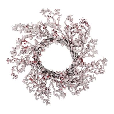 Clayre & Eef Kranz Ø 55 cm Weiß Rot Kunststoff (Gr. Ø 55x10 cm)