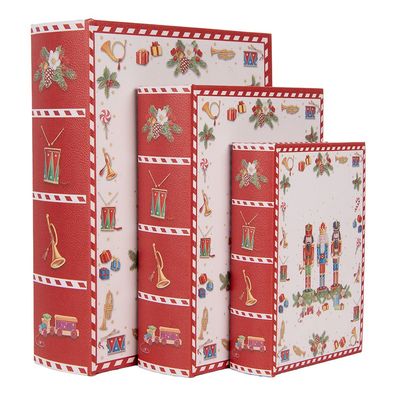 Clayre & Eef Aufbewahrungsbox 3er Set Bücher 27x22x7 / 22x17x6 / 17x12x4 cm Weiß