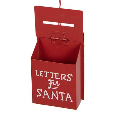 Clayre & Eef Weihnachtsanhänger Briefkasten 5x3x8 cm Rot Metall (Gr. 5x3x8 cm)