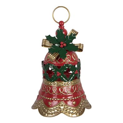 Clayre & Eef Weihnachtsdekorationsfigur Klingel Ø 21x29 cm Rot Metall
