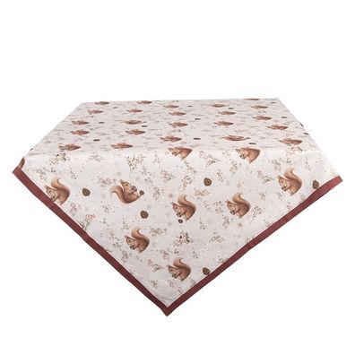 Clayre & Eef Tischdecke 100x100 cm Beige Baumwolle (Gr. 100x100 cm)