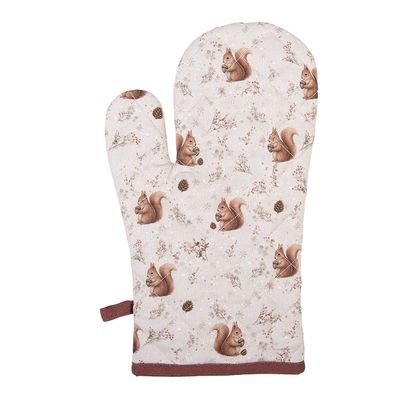Clayre & Eef Ofenhandschuh 18x30 cm Beige Baumwolle