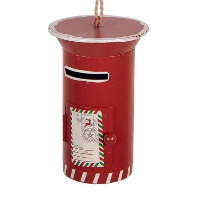 Clayre & Eef Weihnachtsanhänger Briefkasten Ø 7x11 cm Rot Metall (Gr. 12x8 cm)