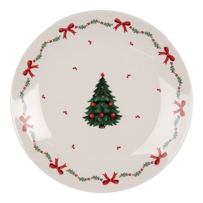 Clayre & Eef Frühstücksteller Ø 20 cm Weiß Porzellan (Gr. Ø 20x2 cm)