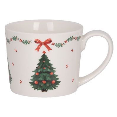 Clayre & Eef Tasse 275 ml Weiß Keramik (Gr. 12x8x7 cm / 275 ml)