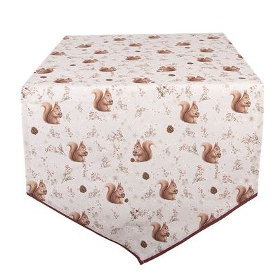 Clayre & Eef Tischläufer 50x160 cm Beige Baumwolle (Gr. 50x160 cm)