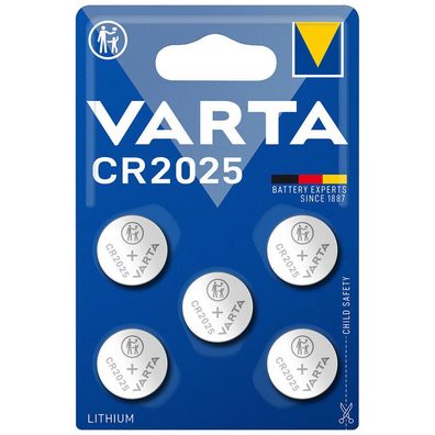 Varta CR2025 CR 2025 Knopfzelle Batterie 3V 5er Blister Lithium 6025