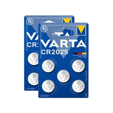 2x Varta CR2025 CR 2025 Knopfzelle Batterie 3V 5er Blister Lithium 6025
