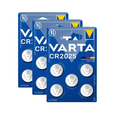 3x Varta CR2025 CR 2025 Knopfzelle Batterie 3V 5er Blister Lithium 6025