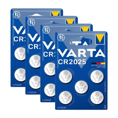 4x Varta CR2025 CR 2025 Knopfzelle Batterie 3V 5er Blister Lithium 6025