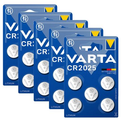5x Varta CR2025 CR 2025 Knopfzelle Batterie 3V 5er Blister Lithium 6025