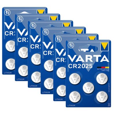 6x Varta CR2025 CR 2025 Knopfzelle Batterie 3V 5er Blister Lithium 6025