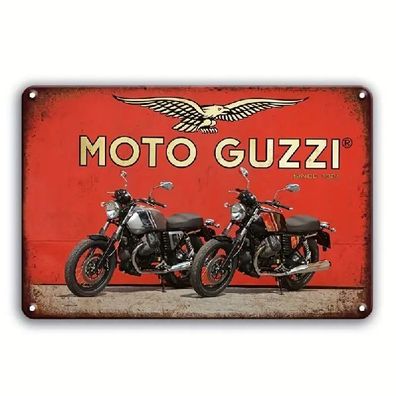 Blechschild Moto Guzzi Motorrad Vintage Metallschild TEL3468