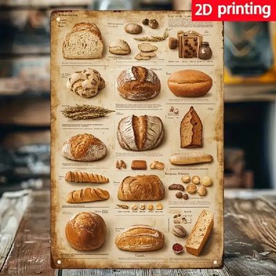Blechschild Brot Mischbrot Weißbrot Schwarzbrot Nostalgie Metallschild TEL3967