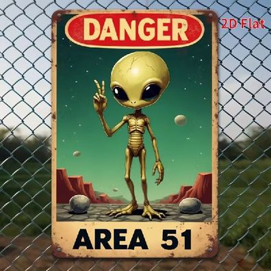 Blechschild Danger Area 51 Ufo Nostalgie Retro Vintage Metallschild TEL4183
