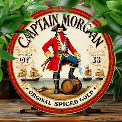 Blechschild rund Captain Morgan Old Spice Vintage Metallschild TE4324